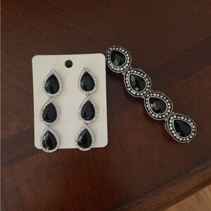 Elegant Black and Silver Jewelry Set